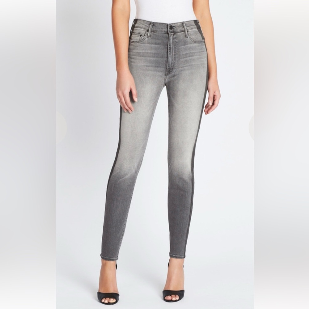Mother Swooner Supermoon Stripe Black Grey Skinny Cotton Modal Jeans Size 25
